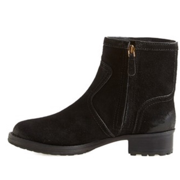 Tory Burch Black Eloise Flat Bootie Distressed Crosta Suede — Size 6 - Picture 2 of 12